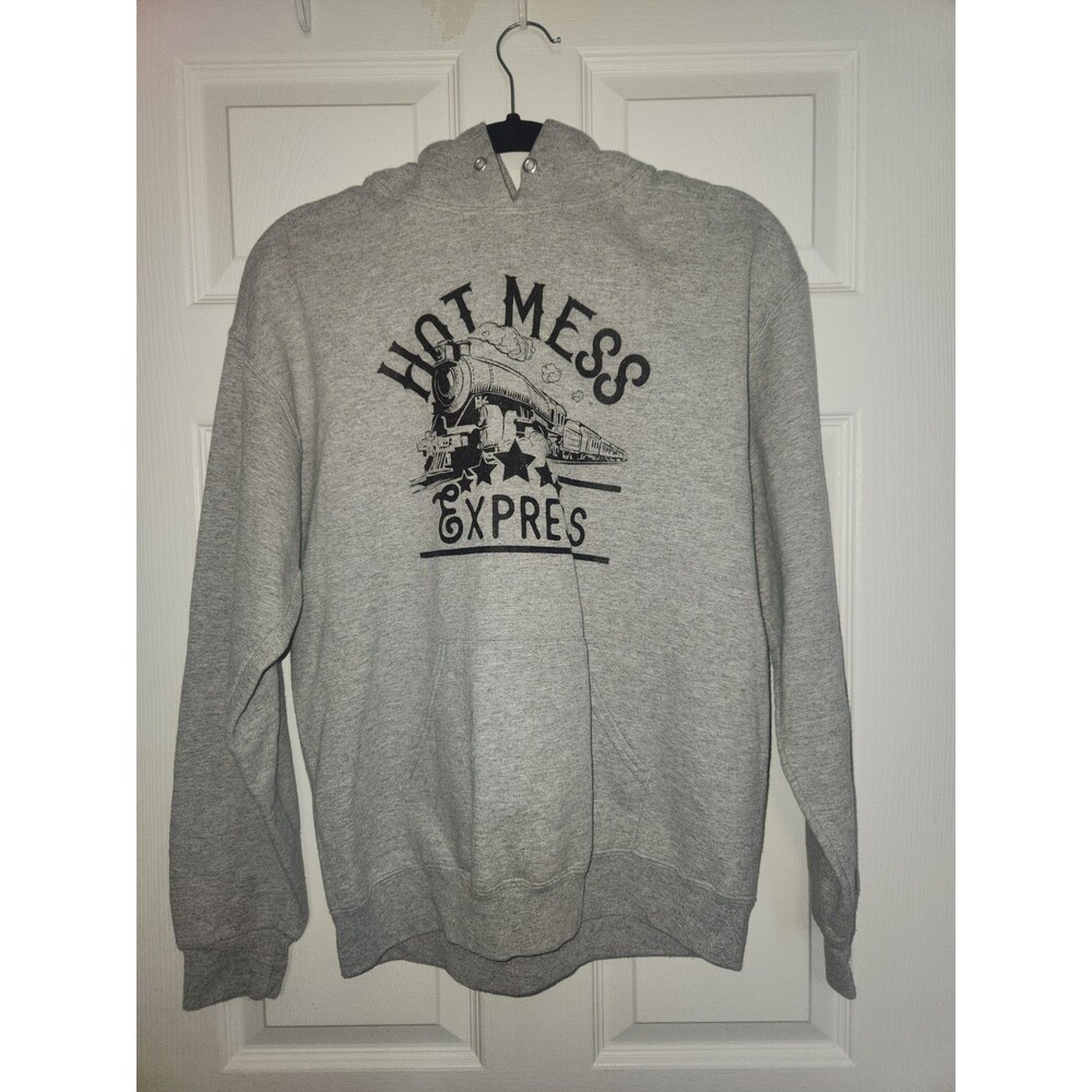 Womens Medium Heather Grey Hot Mess Express Hoodie